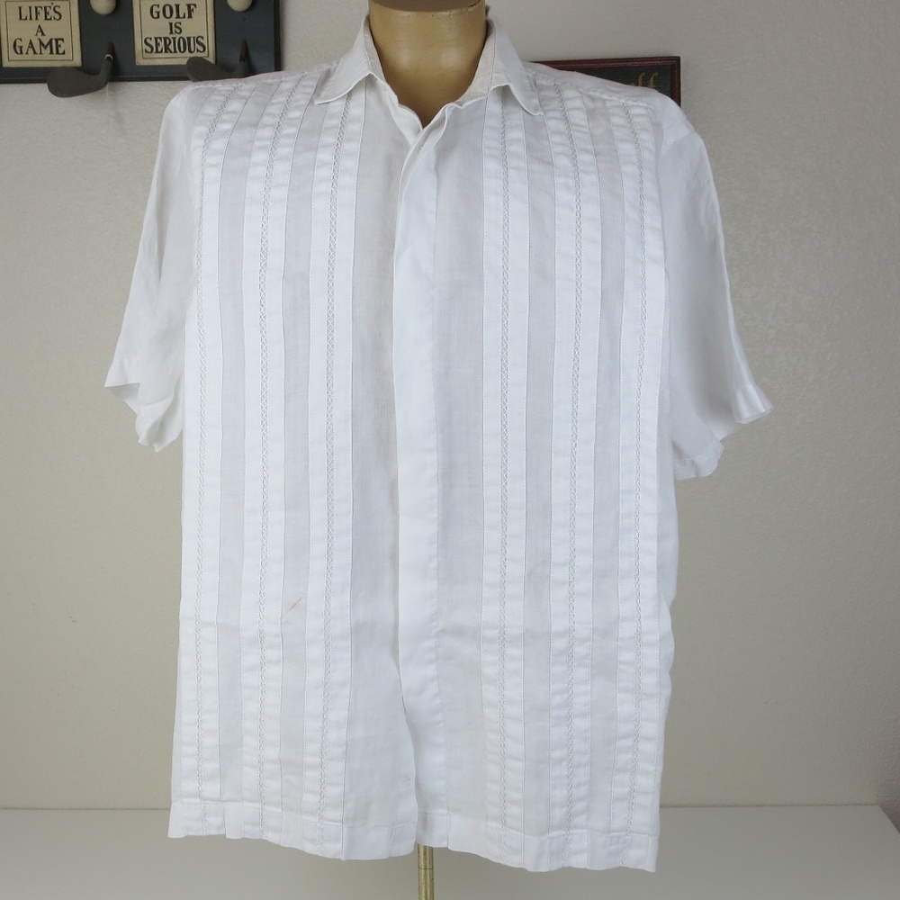 MASSIMO CASTELLO LINEN SHIRT WHITE SHORT SLEEVE